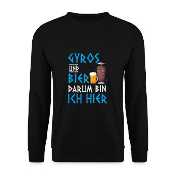 Gyros Grill Biertrinker Bierkrug Griechenland - Unisex Pullover - Schwarz - Vorne - Alina (178cm) & Michal (187cm)