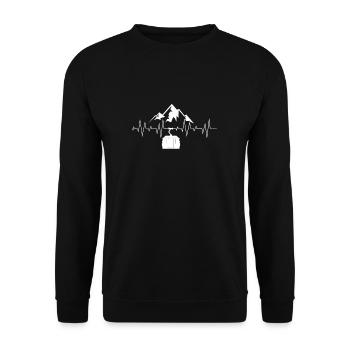 Cable car gondola Bergbahn Herzschlag Puls - Unisex Sweatshirt - black - Front - Alina (178cm) & Michal (187cm)