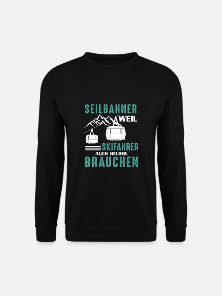 Seilbahn Gondel Bergbahn Skifahrer Helden Lustig - Unisex Pullover - Schwarz