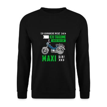 Maxi Moped Nur die Besten Oldtimer Mopedfahrer - Unisex Pullover - Schwarz - Vorne - Alina (178cm) & Michal (187cm)