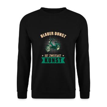 Maxi Moped Blauer Dunst Ist ZweiTakt Kunst - Unisex Pullover - Schwarz - Vorne - Alina (178cm) & Michal (187cm)