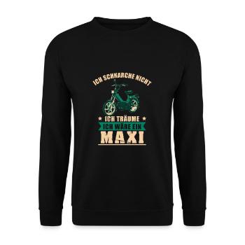 Maxi Moped Nur die Besten Oldtimer Mopedfahrer - Unisex Pullover - Schwarz - Vorne - Alina (178cm) & Michal (187cm)