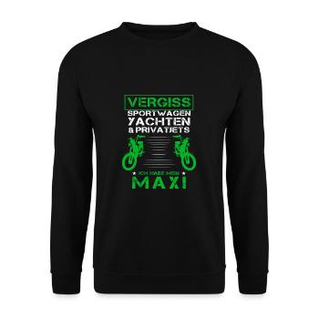 Maxi Moped Oldtimer Mopedfahrer Zweitakter - Unisex Pullover - Schwarz - Vorne - Alina (178cm) & Michal (187cm)