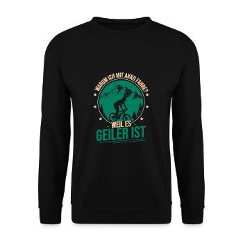 E-Bike Bike Why I ride with battery EMTB - Unisex Sweatshirt - black - Front - Alina (178cm) & Michal (187cm)