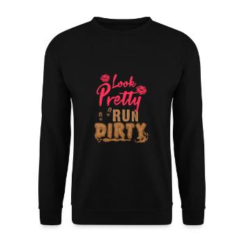 Look Pretty Run Dirty Hindernislauf Gruppenoutfit - Unisex Pullover - Schwarz - Vorne - Alina (178cm) & Michal (187cm)