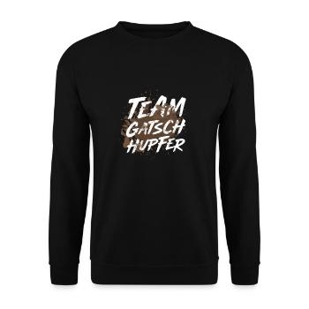 Team Gatschhupfer Hindernislauf Gruppenoutfit - Unisex Pullover - Schwarz - Vorne - Alina (178cm) & Michal (187cm)