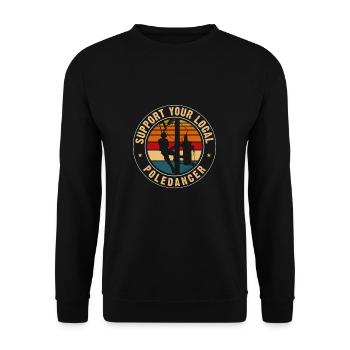 Support Your Local Pole Dancer Lineman Retro - Unisex Sweatshirt - black - Front - Alina (178cm) & Michal (187cm)