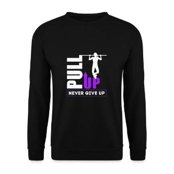 Pull Up Never Give Up Frauen Calisthenics - Unisex Pullover - Schwarz - Vorne - Alina (178cm) & Michal (187cm)