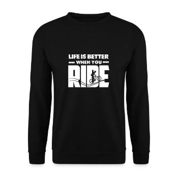 Pump Track Life Is Better Mountainbike BMX Loop - Unisex Pullover - Schwarz - Vorne - Alina (178cm) & Michal (187cm)