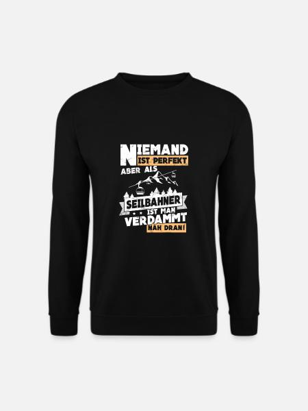 Seilbahn Gondel Bergbahn Niemand Ist Perfekt - Unisex Pullover - Schwarz