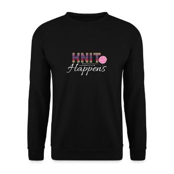 Knit Happens Lustiges Quilt-Stricken, Hobby-Humor - Unisex Pullover - Schwarz - Vorne - Alina (178cm) & Michal (187cm)