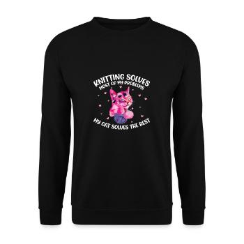Chat amusant pour les amateurs de tricot - Sweat-shirt Unisexe - noir - Devant - Alina (178cm) & Michal (187cm)