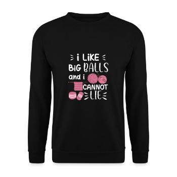 I Like Big Balls And I Cannot Lie Pelote de laine - Sweat-shirt Unisexe - noir - Devant - Alina (178cm) & Michal (187cm)
