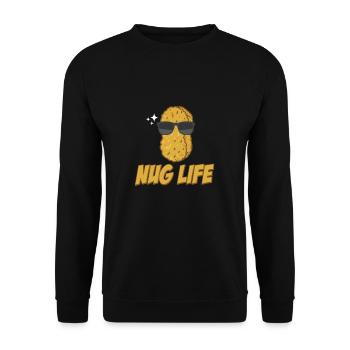 Nug Life Lustiges Huhn Nugget Pun für Fast Food - Unisex Pullover - Schwarz - Vorne - Alina (178cm) & Michal (187cm)
