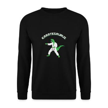 Karatesaurus Lustiger Karate-Kampfsport für - Unisex Pullover - Schwarz - Vorne - Alina (178cm) & Michal (187cm)