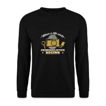 Funny Criminalistics Collecting Evidence For An - Unisex Sweatshirt - black - Front - Alina (178cm) & Michal (187cm)