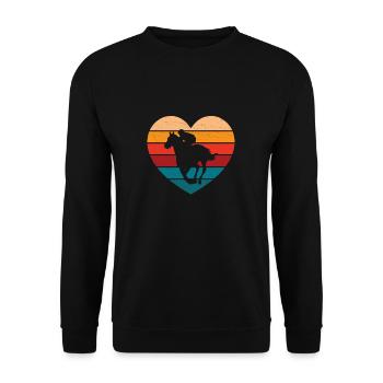 Retro Heart Horse Racing For Derby Day - Unisex Sweatshirt - black - Front - Alina (178cm) & Michal (187cm)
