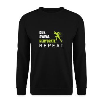 Trainieren Sie Laufen für einen Sweat Run Runner - Unisex Pullover - Schwarz - Vorne - Alina (178cm) & Michal (187cm)