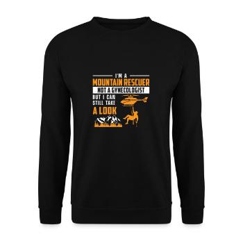Ich bin ein Bergretter Suchteam Mountain Rescue - Unisex Pullover - Schwarz - Vorne - Alina (178cm) & Michal (187cm)