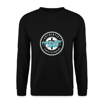 Authenitic Theology Nerd Funny Theologian Pastor - Unisex Sweatshirt - black - Front - Alina (178cm) & Michal (187cm)