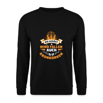 Wo Gesägt Wire Gefallen Auch Kronkorken - Unisex Pullover - Schwarz - Vorne - Alina (178cm) & Michal (187cm)