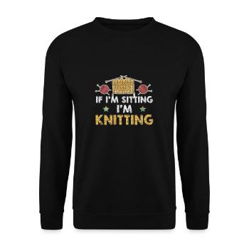 Strick-Hobby-Humor für einen lustigen - Unisex Pullover - Schwarz - Vorne - Alina (178cm) & Michal (187cm)