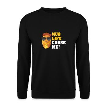 Nug Life Pun Lustige Fast Food Nuggets - Unisex Pullover - Schwarz - Vorne - Alina (178cm) & Michal (187cm)