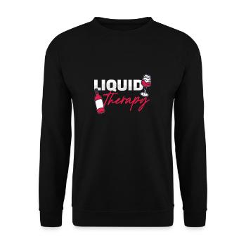 Liquid Therapy Rotweinglas und Flasche - Unisex Pullover - Schwarz - Vorne - Alina (178cm) & Michal (187cm)