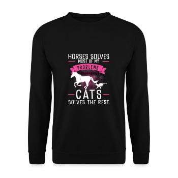 Horses Solves Most Of My Problems Cats Solves The - Unisex Sweatshirt - black - Front - Alina (178cm) & Michal (187cm)