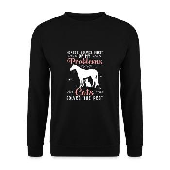 Horses Solves Most Of My Problems Cats Solves The - Unisex Sweatshirt - black - Front - Alina (178cm) & Michal (187cm)