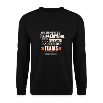 Stolze Filialleitung Supermarkt Team Geschenk - Unisex Pullover - Schwarz - Vorne - Alina (178cm) & Michal (187cm)