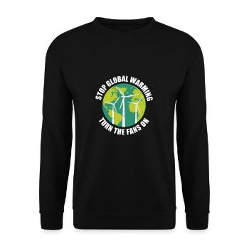 Turn the Fans On Funny Wind Turbine Technician - Unisex Sweatshirt - black - Front - Alina (178cm) & Michal (187cm)