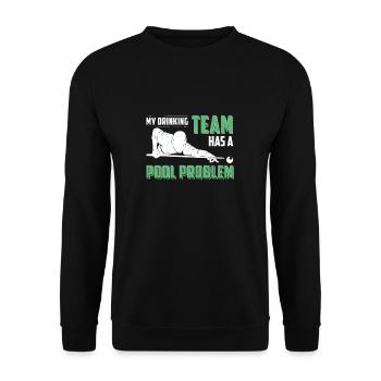 Mein Trinkteam hat ein Poolproblem Lustiger - Unisex Pullover - Schwarz - Vorne - Alina (178cm) & Michal (187cm)