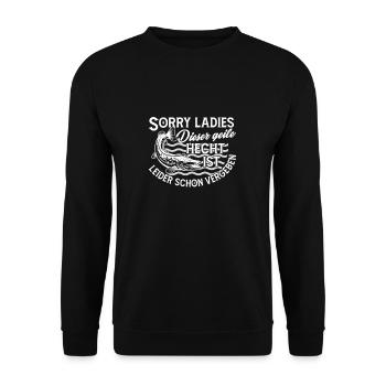 Dieser Geile Hecht Ist Leider Schon Vergeben - Unisex Pullover - Schwarz - Vorne - Alina (178cm) & Michal (187cm)