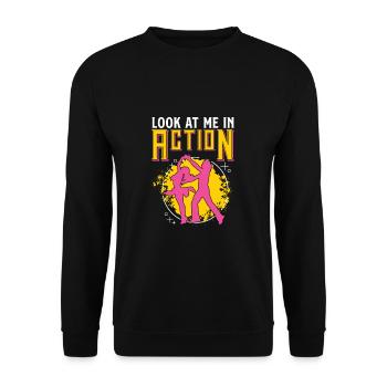 Look At Me In Action Funny Salsa Dancer Latin - Unisex Sweatshirt - black - Front - Alina (178cm) & Michal (187cm)