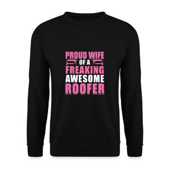 Fière épouse d'un super couvreur de toit expert - Sweat-shirt Unisexe - noir - Devant - Alina (178cm) & Michal (187cm)