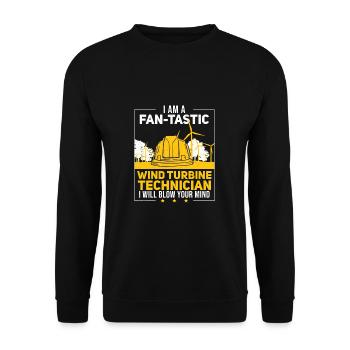 I Am A Fan-tastic Wind Turbine Funny Wind Turbine - Unisex Sweatshirt - black - Front - Alina (178cm) & Michal (187cm)