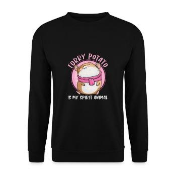 Furry Potato Funny Spirit Animal For Domeinea Pig - Unisex Pullover - Schwarz - Vorne - Alina (178cm) & Michal (187cm)