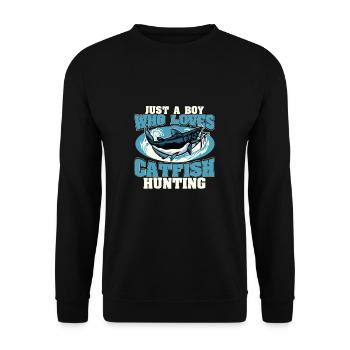 Just A Boy Who Loves Fihsing Poisson-chat amusant - Sweat-shirt Unisexe - noir - Devant - Alina (178cm) & Michal (187cm)