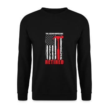 The Legend Has Retired Funny Dachüberdachung für - Unisex Pullover - Schwarz - Vorne - Alina (178cm) & Michal (187cm)