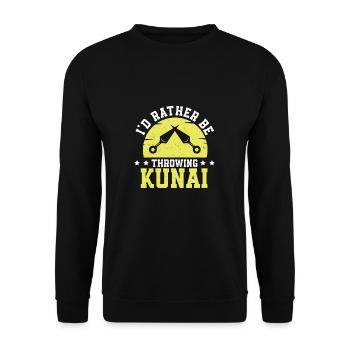 I'd Rather Be Throwing Kunai Couteau à lancer - Sweat-shirt Unisexe - noir - Devant - Alina (178cm) & Michal (187cm)