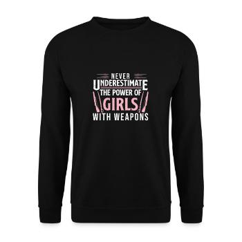 Never Underestimate Girls Funny Color Guard Corps - Sweat-shirt Unisexe - noir - Devant - Alina (178cm) & Michal (187cm)