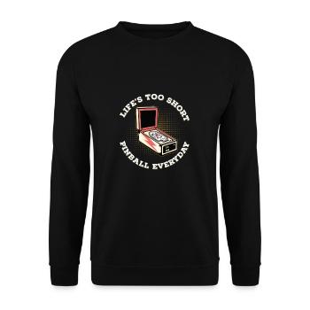 Das Leben ist zu kurz, lustiger - Unisex Pullover - Schwarz - Vorne - Alina (178cm) & Michal (187cm)