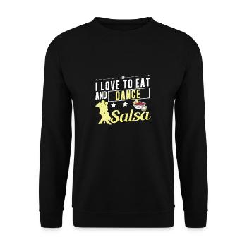 I Love To Eat And Dance Salsa Funny Salsa Dancer - Unisex Sweatshirt - black - Front - Alina (178cm) & Michal (187cm)