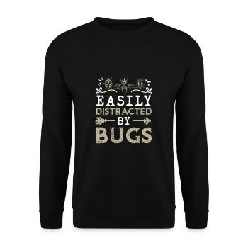 Easily Distracted By Bugs Funny Entomologist Bug - Unisex Sweatshirt - black - Front - Alina (178cm) & Michal (187cm)