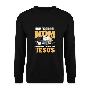 Powered By Caffeine And Jesus Funny Homeschool Mom - Unisex Sweatshirt - black - Front - Alina (178cm) & Michal (187cm)