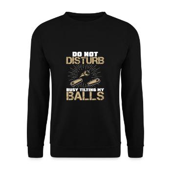 Stören Sie nicht Busy Gaming Lustiges - Unisex Pullover - Schwarz - Vorne - Alina (178cm) & Michal (187cm)