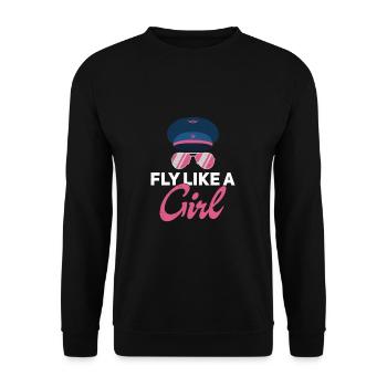 Chapeau de pilote amusant Fly Like A Girl pour - Sweat-shirt Unisexe - noir - Devant - Alina (178cm) & Michal (187cm)