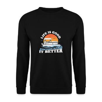 Life Is Good Ponton de voile amusant pour les - Sweat-shirt Unisexe - noir - Devant - Alina (178cm) & Michal (187cm)