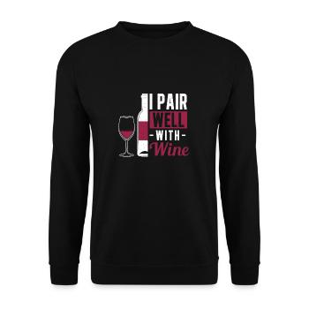 I Pair Well With Wine Funny Drinking For A Wine - Unisex Sweatshirt - black - Front - Alina (178cm) & Michal (187cm)
